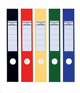 Durable Ordofix Self-Adhesive Spine Labels for Lever Arch File - Assorted Colours, Pack of 10 ...