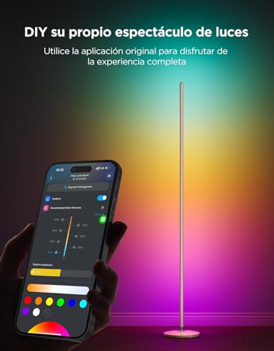 Govee Modern Floor Lamp, RGBIC LED Lamp Works with Alexa, Google Assistant, Matter, 16 Million Colors DIY and 61 Scene Modes for Bedroom, Gaming Room, Gold