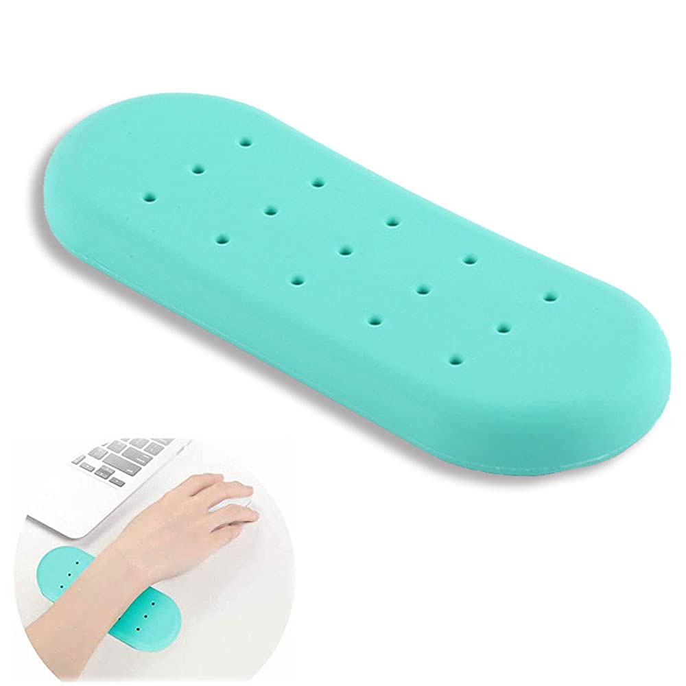Mouse Wrist Rest pad Ergonomic Silicone Mouse Wrist Rest Support Wrist Pain Relief suitable for Home and Office, Computers, Laptops, Mac, PC Games (Cyan)