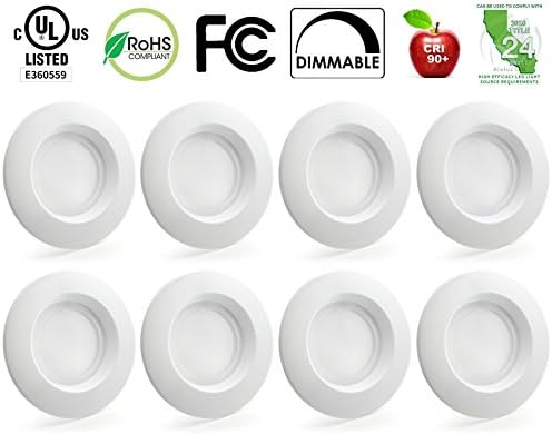 8-Pack Bioluz LED 5”/6" LED Recessed Lighting Dimmable Fixture Ceiling Light 75 Watt Replacement Uses 12 Watt 3000K Soft White 840 Lumens UL Listed 90 CRI CEC JA8 Title 24 Compliant
