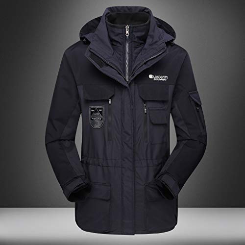 Luca-Coat LUCAMORE Unisex Hooded Waterproof Windbreaker Jacket Detachable Rain Jacket Outdoor Casual Sportswear Black - Thumbnail 2