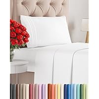 Twin Size 3 Piece Sheet Set - Comfy Breathable & Cooling Bed Sheets Set - Hotel Luxury Bedding for Women, Men, Kids, Teens, Boys & Girls - Deep Pockets, Ultra-Soft and Wrinkle Free - Oeko-Tex - White