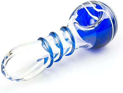 Newest Portable Pipe, 4 Inch Handmade Art Collection Glass Tube (Blue Spiral Stripes)