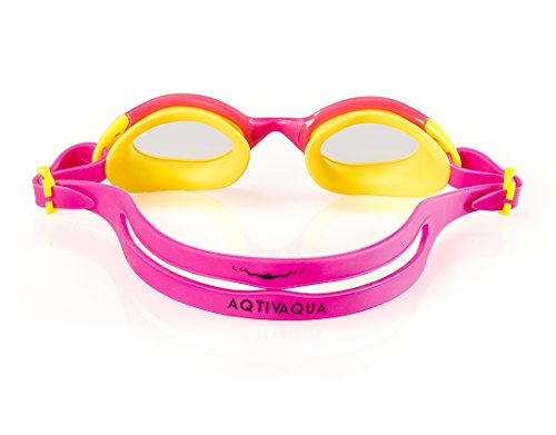 Kids Swimming Goggles ~ Swim Goggles for Kids (Age 2-12) || Hypoallergenic Soft Silicone || Anti Fog Lenses || UV Protection || for Children Girls Boys (Pink and Yellow Color)