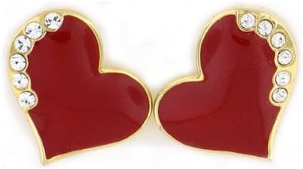 Red Epoxy Heart Clip on Earrings