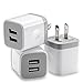 USB Wall Charger, LOOGGO Universal Dual USB 2.1AMP Wall Charger Plug Power Adapter Charger Block Cube for iPhone X/8/7/6 Plus, iPad, Samsung Galaxy S5/S6/S7 Edge, LG, ZTE, Motorola (White) 3-Pack