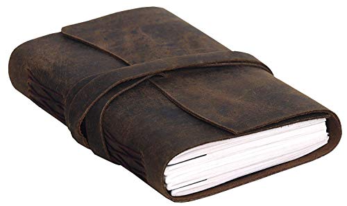 RJKART Handcrafted Leather Hard Cover Engraved Writing Diary Notebook Doodle Journal Planner Unruled Notepad Sketchbook Personal Diaries for Men and Women – 5×7 Inch