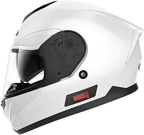 Motorcycle Full Face Helmet DOT Approved - YEMA YM-831 Motorbike Moped Street Bike Racing Crash Helmet with Sun Visor for Adult, Men and Women - White,XL
