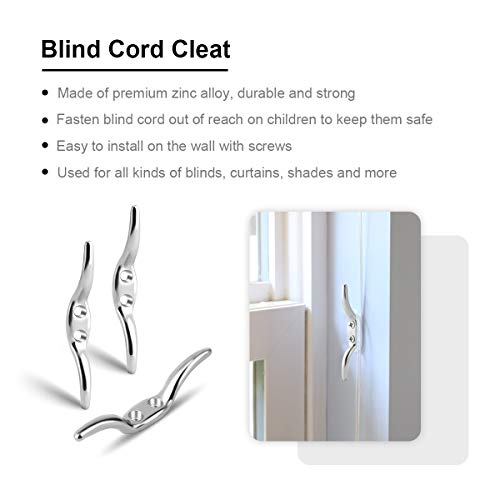 Magicfour Blind Cord Cleat, 2.5in Zinc Alloy Blind Cord Safety Kits Blind Cord Winder Rope Cleat Hook with Screws for Blinds Curtains Sun Screens Shades Ropes (10 Pack) - Thumbnail 2