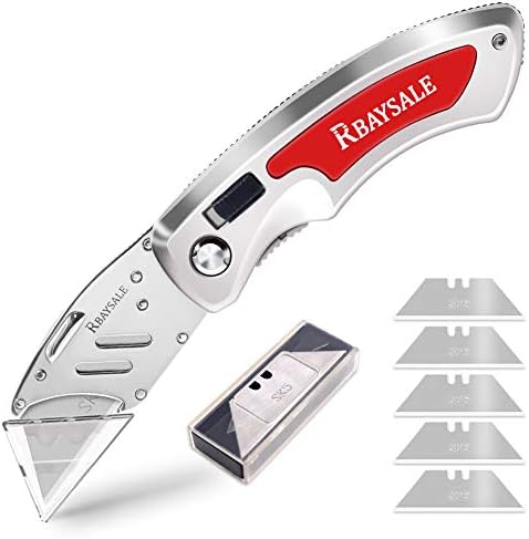 Rbaysale カッターナイフ 折り畳み ユーティリティナイフ カーペットカッター 段ボールカッター 高級 Sk5替刃 5枚付き マルチナイフ アートカッター カーペット 壁紙 段ボール 革 プラスチックなどに使用