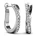 Jade Marie ALLURE Silver Dangle Hoop Earrings, 18k White Gold Plated Small Twisted Hoops with Swarovski Crystals and Lever back Closure