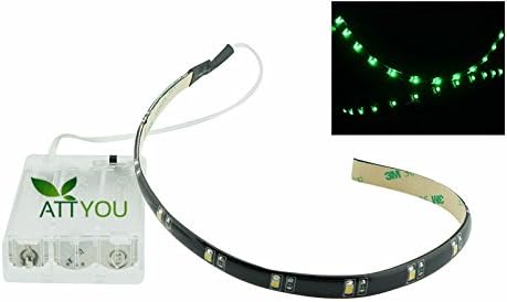 Attyou™ 30-100CM Waterproof IP65 LED Strip Lights with Battery Box Lamp 4.5V for Home Outdoor Lighting Craft Hobby Light Decoration (30CM, Green)