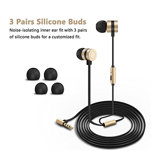 Earphones, Earbuds, in-Ear Headphones Noise Isolation Headsets Heavy Bass Earphones with Microphone Compatible iPhone Samsung iPad and Most Android Phones,YW4