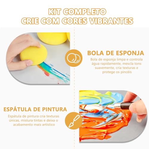 Kit Pincel Tinta Acrilica para Pintura em Tela 17 Peças com Estojo Portátil | Kit Pincel Pintura Profissional para Aquarela, Tinta Guache, Oleo e Artesanato, Presente Criativo para Menina e Menino