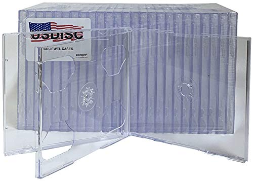 USDISC CD Jewel Cases Standard 10.4mm, Triple 3 Disc, Clear, Pack of 25