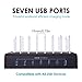 Marstree 7 Port USB Charging Station Multi Device USB Charging Dock Station HUB Desktop Charging Stand Organizer Compatible for iPhone ipad Airpods iwatch Kindle Tablet Multiple Devices