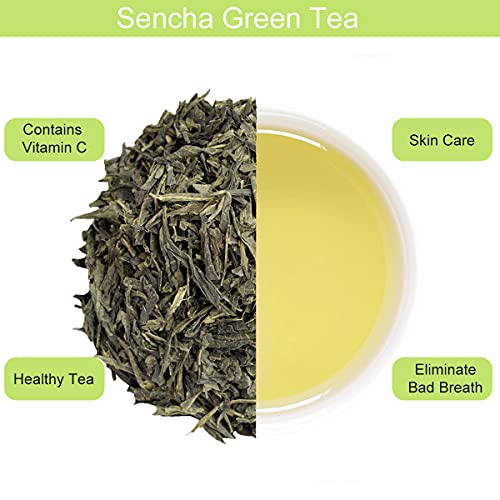 Yan Hou Tang Organic Sencha Green Tea Japanese Loose Leaf 150g Premium Tea King Natural Caffeine Level Medium Classic Leaves with Gifts Box for Tea Lovers