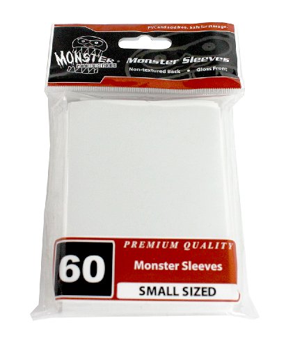 Sleeves - Monster Protector Sleeves - Smaller Size Gloss Finish - WHITE (Fits Yugioh and Other Smaller Sized Gaming Cards)