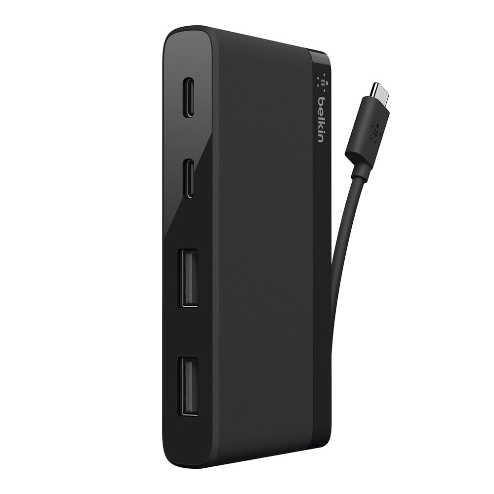 Belkin F4U090BTBLK USB-C 4-Port Mini Hub - Hub - 4 x SuperSpeed USB 3.0 - desktop - (> Tablet Chargers & Batteries)