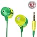 GOgroove AudiOHM HF Earbud Headphones with Mic, Deep Bass, & Comfortable Ear Gels (Green & Gold) in-Ear Earphones Featuring Noise Isolating Design, Durable Alloy Driver Housing, Ergonomic Angled Fit