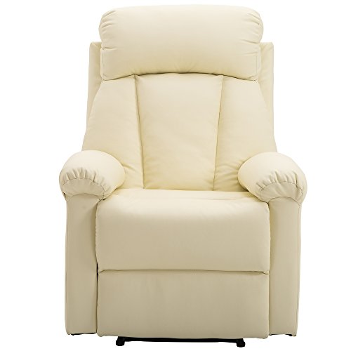 HOMCOM-Poltrona-Relax-Reclinabile-Imbottita-Ergonomica-con-Poggiapiedi-Ecopelle-80--97--107cm-Crema