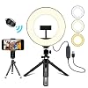 Creatck 8″ LED Ring Light avec trépied, dimmable 3 Modes d’éclairage et 10 luminosité Selfie Desk Makeup Light with Cell Phone Holder USB Live Streaming Circle Light for Youtube Video Photography