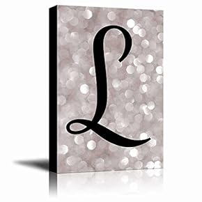 The Letter L in Brush Stroke Cursive on a Champagne Colored Bokeh Background - Modern Romantic Elegant Art - Canvas Art Home Art - 12x18 inches