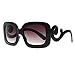 VeryHobby Inspired Oversized High Fashion Square Sunglasses w/ Baroque Swirl Arms Black (Black, 65)