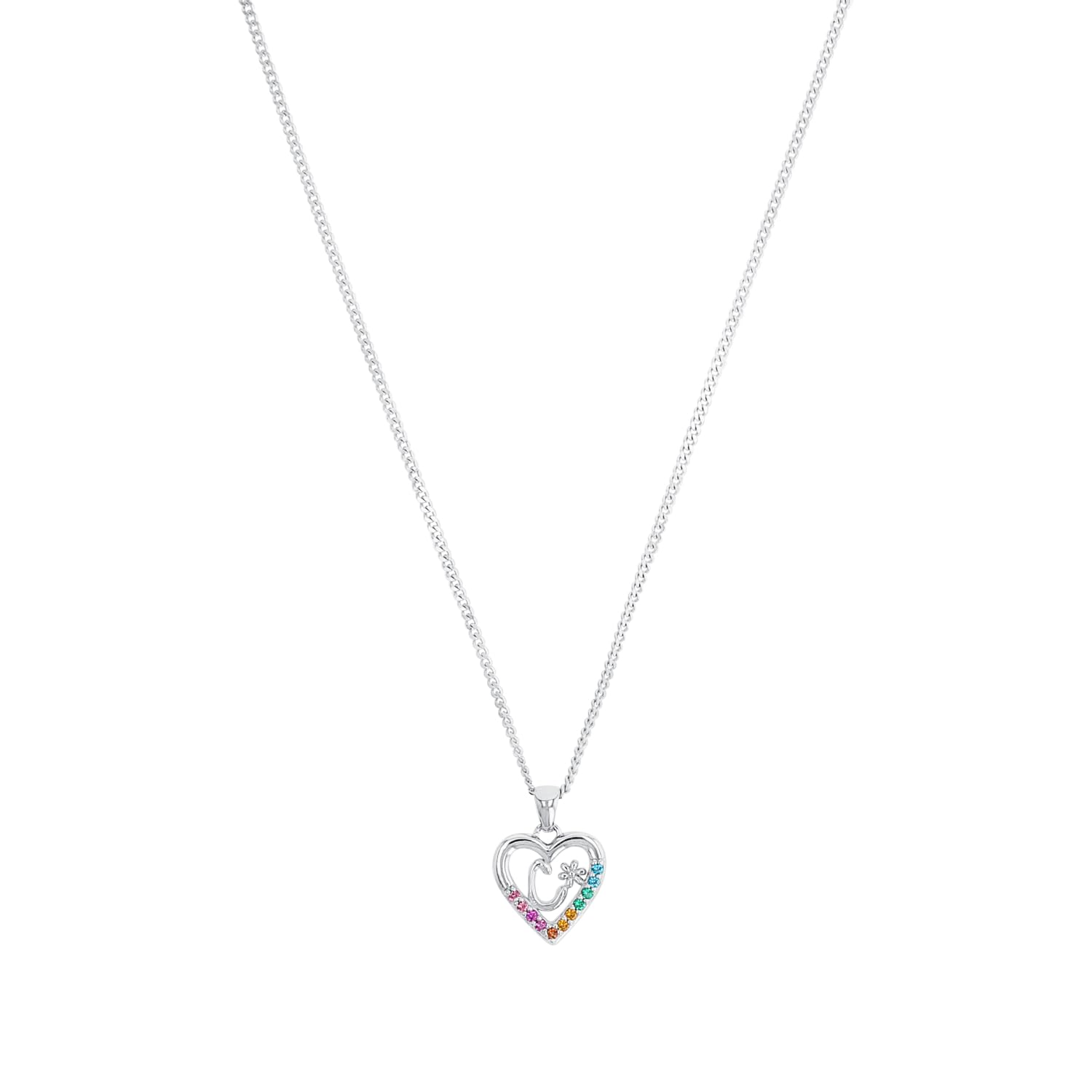 Prinzessin Lillifee necklace with pendant 925 Sterling silver girls' children's necklace, with zirconia synth., 35+3 cm, silver, C, comes in jewelry gift box 2027878