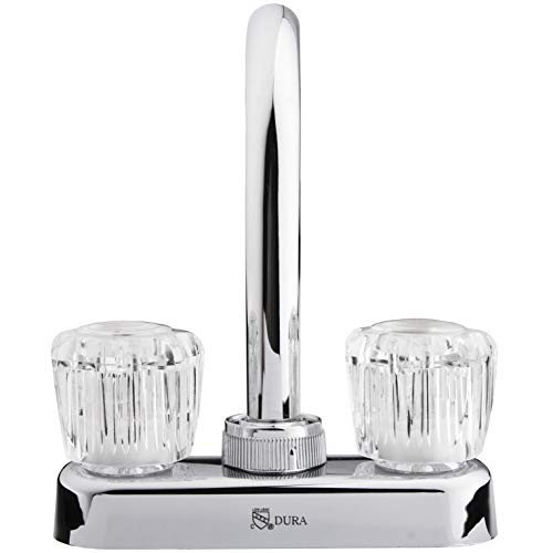 Dura Faucet DF-PB150A-CP RV Bar Faucet with Crystal Acrylic Knobs - 6-inch Spout (Chrome)