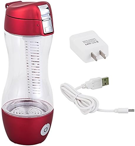 SURGANT 350ML Portable Hydrogen Rich Water Ionizer Bottle Maker Generator Rechargeable Heat-resistant Glass Water Pitcher BPA-free W/ Self-cleaning Function (RED)