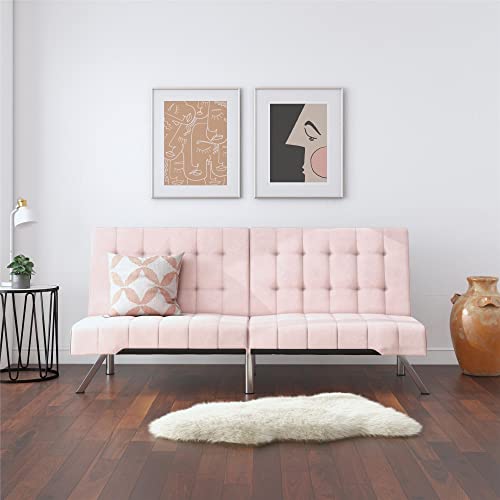 DHP Emily Futon With Chrome Legs, Pink Velvet Pricepulse