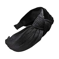 Simdoc Bohemian Wheatear Headband Glitter Velvet Wide Hair Hoop Pleated Knotted Hair Hoop For Women Girls