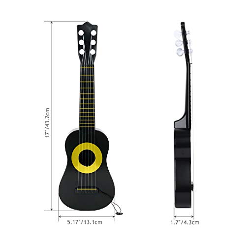 WEY&FLY Kids Toy Guitar 6 String, Baby Kids Cute Guitar Rhyme Developmental Musical Instrument Educational Toy for Toddlers (Black/Yellow) - Thumbnail 6