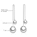 925 Sterling Silver Pearl Long Dangle Drop Earring for Women Crystal Moon Star Charms (Double Front Back Long Pearl)