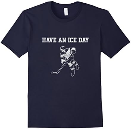 Mens Have an ice day hockey T Shirt Funny Hockey Shirts Medium Navy