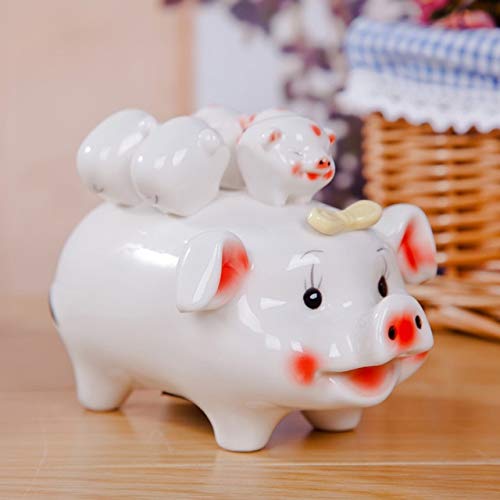 BeesClover Lovely Ceramic Sow and Piggies Figurine Money Box Decor Porcelain Piggy Bank Home Embellishment Birthday Gift Craft Accessories Multicolour