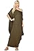Annabelle Women's Scoop Neck One Off Shoulder Caftan Sleeve Draped Maxi Dresses with Side Pockets