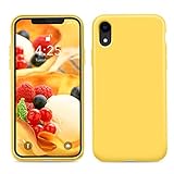 Goutoday iPhone XR Cases, Slim Liquid Silicone Soft Rubber Shockproof Protective Case Cover Compatible with iPhone XR 6.1" Soft Microfiber Lining with Full Body Protective Case Cover (Yellow)