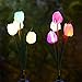 Outdoor Solar Garden Stake Lights, SOUBUN 2 Pack Waterproof Multi-Color Changing LED Solar Powered Decorative Lights with 8 Tulip Flower for Garden, Patio, Backyard (Pink and White)