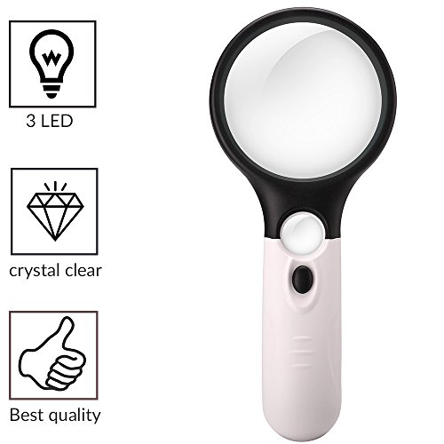 image for Lighted Magnifier Glass Made, Dicfeos Handheld Magnifying Glass with L