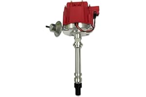 DEMOTOR PERFORMANCE HEI Electronic Billet Distributor GM08 for Chevy SBC 350 BBC 454 65K Coil 7500 RPM V8, Red Cap