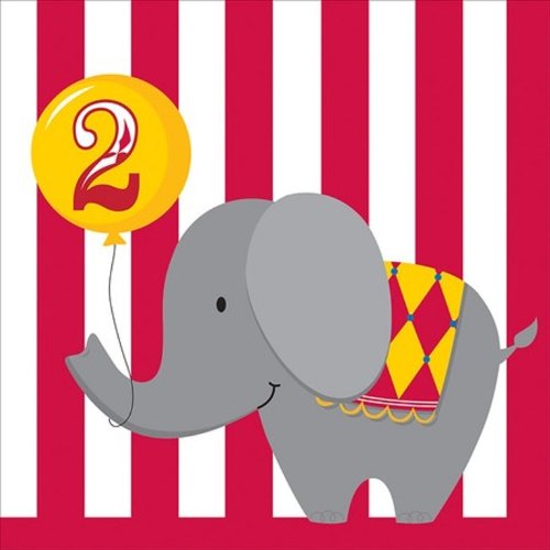 16-Count Paper Lunch Napkins, Circus Time 2nd Birthday