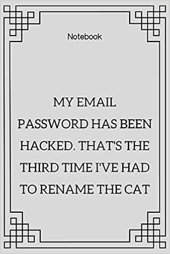Amazon Com My Email Password Has Been Hacked That S The Third Time I Ve Had To Rename The Cat Lined Notebook Motivational Quotes 1 Pages 6x9 Soft Cover Matte Finish Publishing Bamou