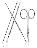 Beauty Smart Comedone Extractors, Ear Wax Removal Earpick, Facial Hair Removal Scissor, 4 PCS Set