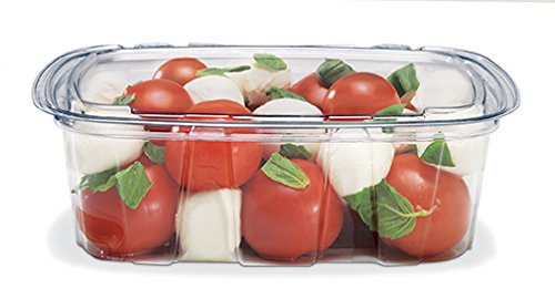 Placon TCS48, 48-Ounce Crystal Seal Tamper-Resistant Clear Container with Lid, Disposable Plastic Take Out Food Catering Containers with Matching Covers (50)