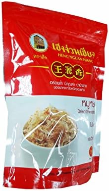 Dried Shredded Pork. Ready to eat, Low fat, No MSG, No Preservative and coloring added. Premium product by Heng Nguan Hiang from Khon kaen province, Thailand. (160 g/ pack)..