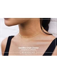 Collar choker en plata u oro cadena con cuentas con abalorio 1 mm, collar para beneficencia