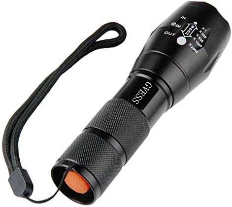 GVESS Tactical Flashlight, AAA 2000 Lumen Flashlights XM-L2 Waterproof LED handheld Mini Flashlight Adjustable Focus 5 Modes for Outdoor Sports(black+orange)