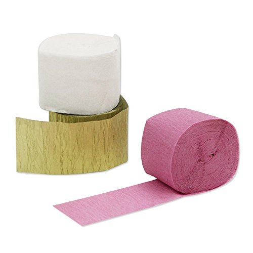 image for Coceca 12 Rolls Crepe Paper Streamers, 3 Colors, for Birthday Party, C